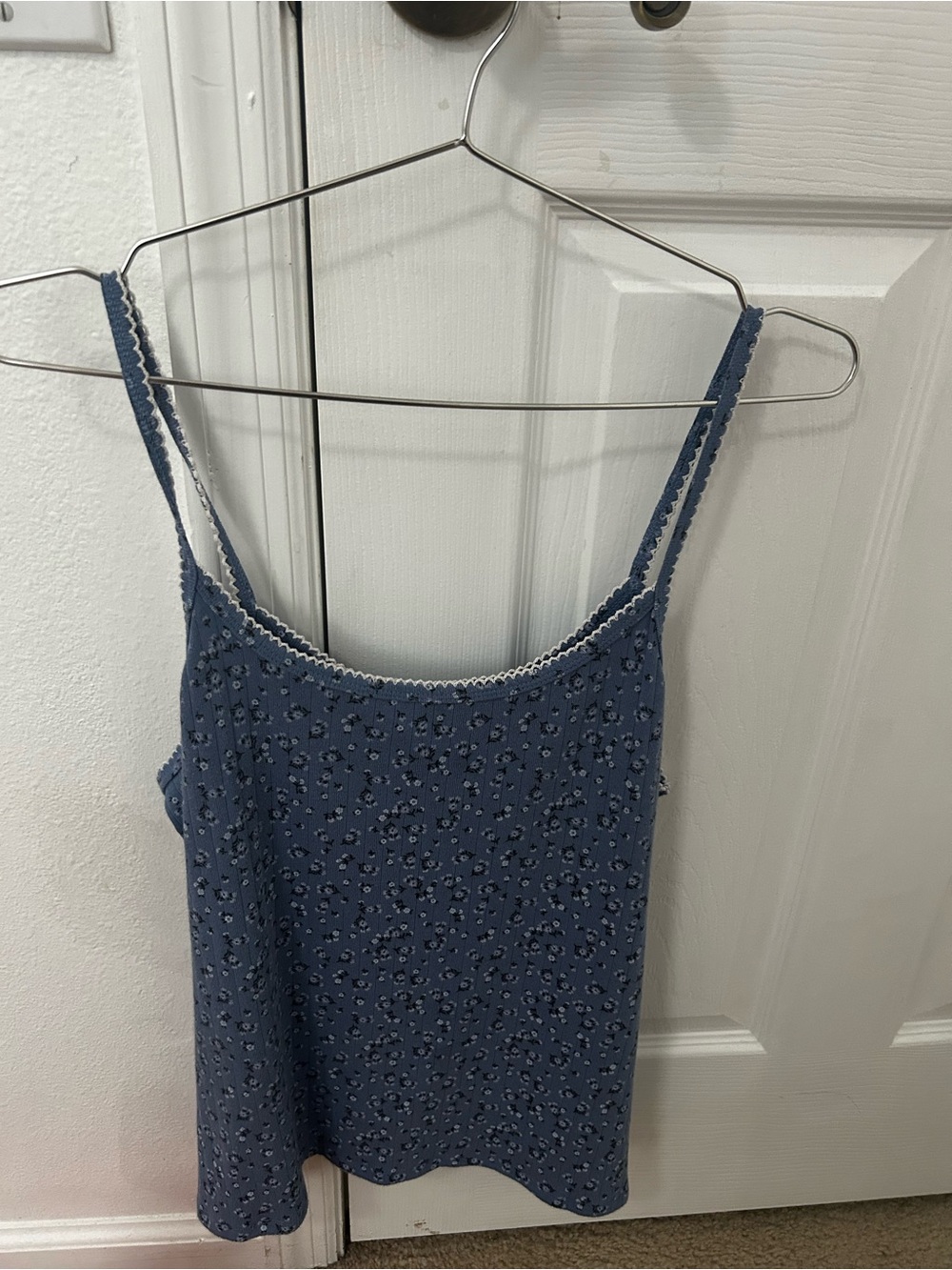 No Boundaries Blue Floral Lace-Trim Cami